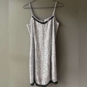 Divided, size 8 Elegant silky  Black and White Lace Trim Nightgown slip